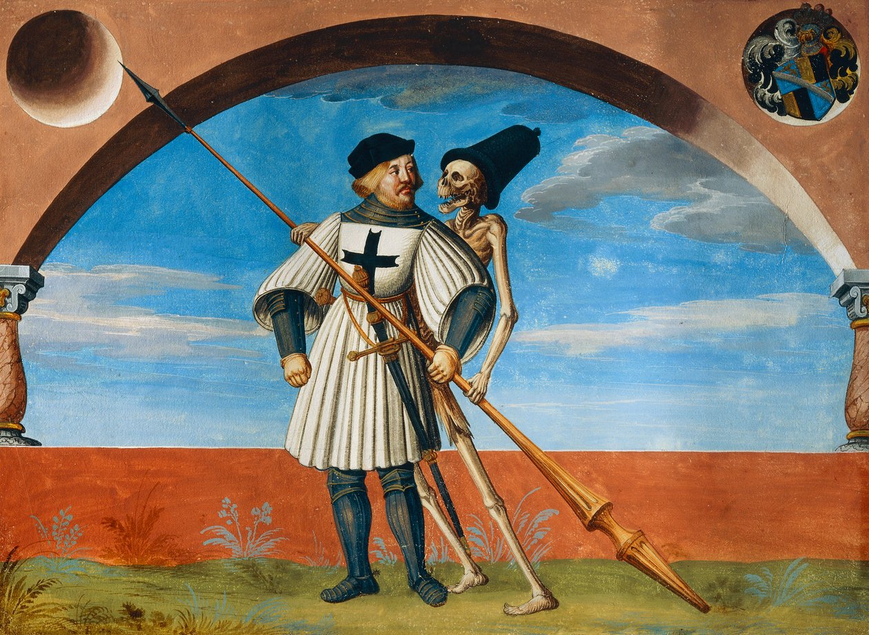 Death and Teutonic Knight fra Dance of Death-syklusen av Albrecht Kauw av Niklaus Manuel