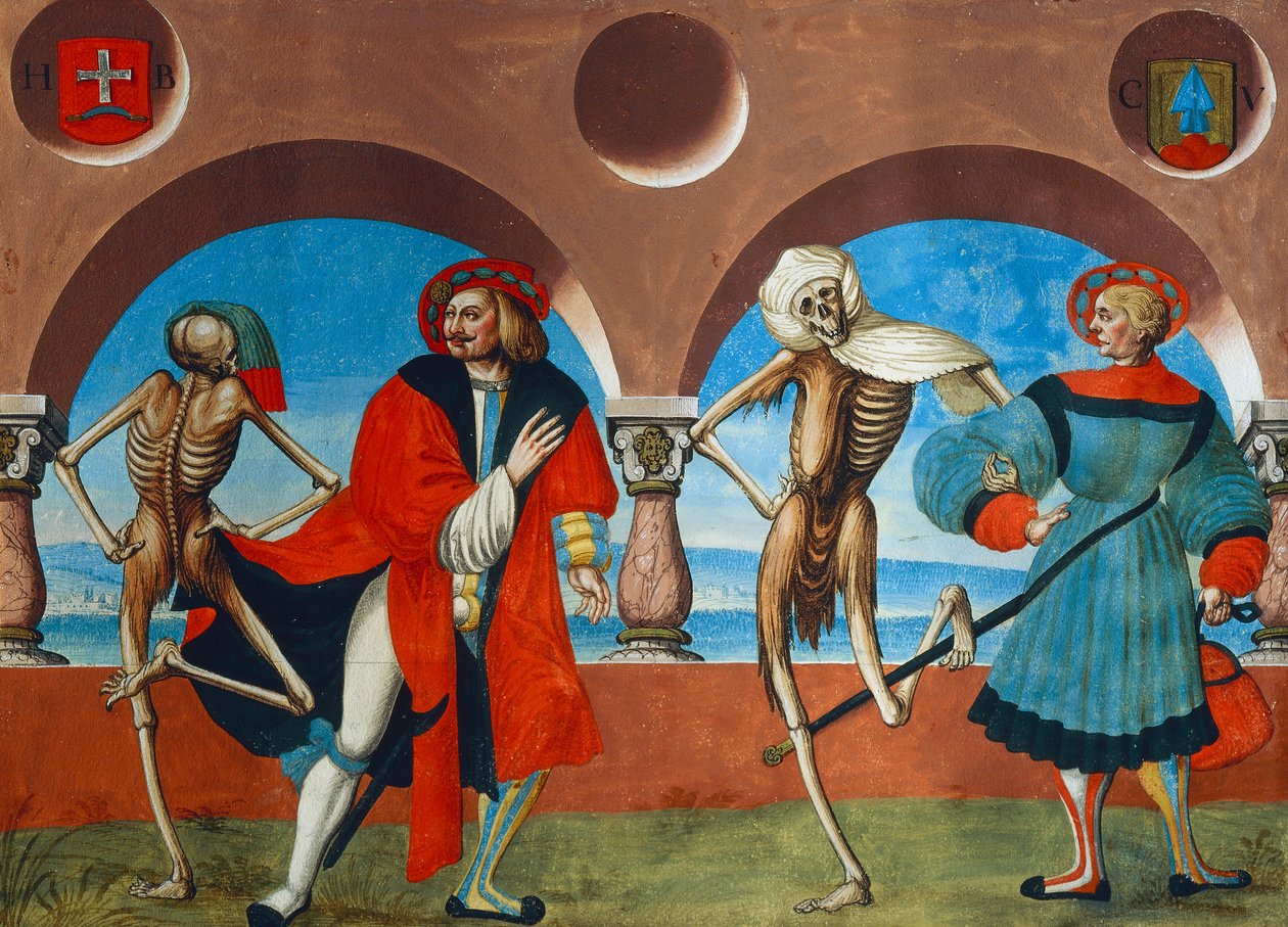 Døden, borgerligheten og kjøpmannen fra Dance of Death-syklusen av Albrecht Kauw av Niklaus Manuel