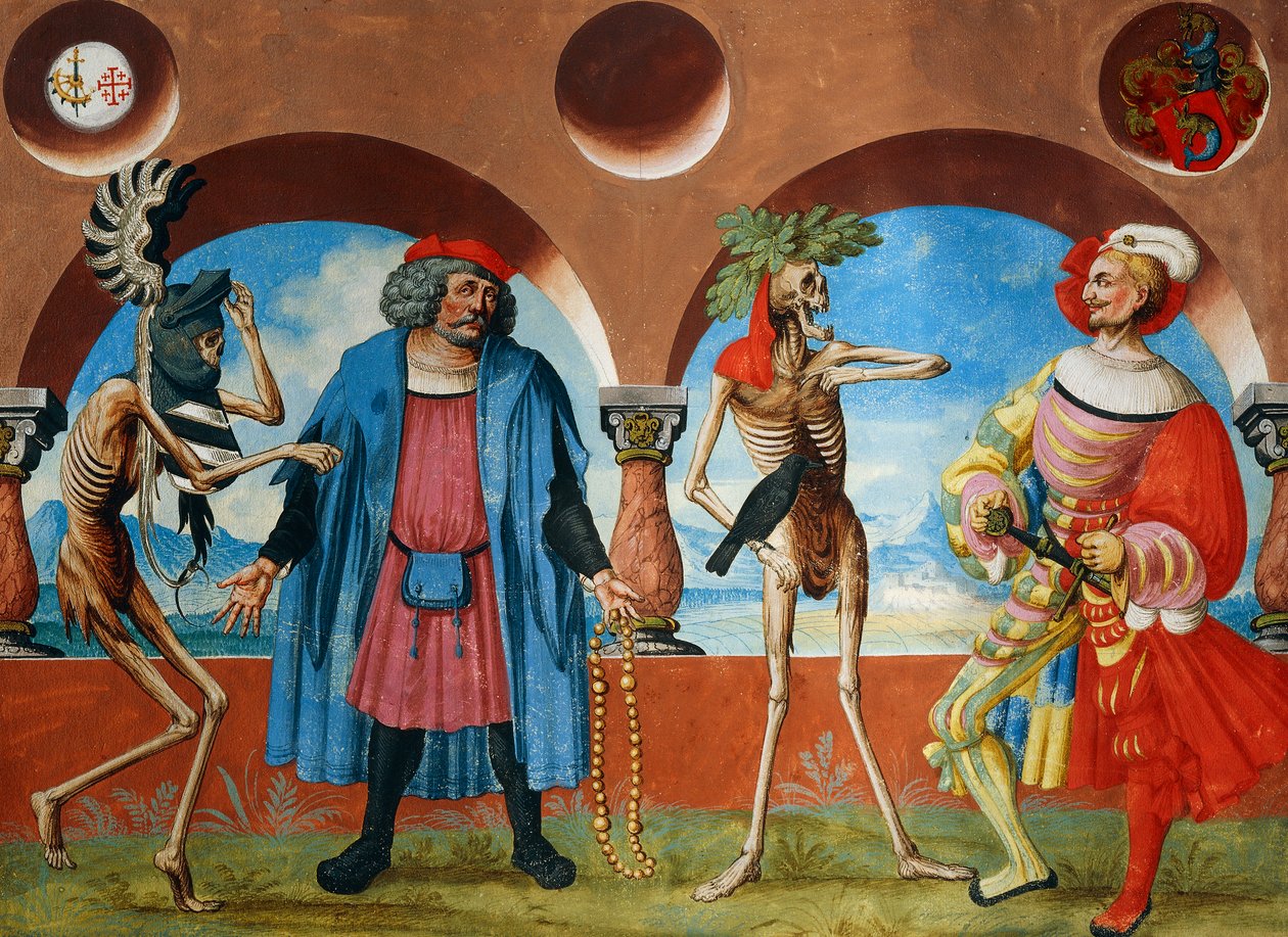 Death, regjeringssjef og borgerlig i Bern fra Dance of Death-syklusen av Albrecht Kauw av Niklaus Manuel