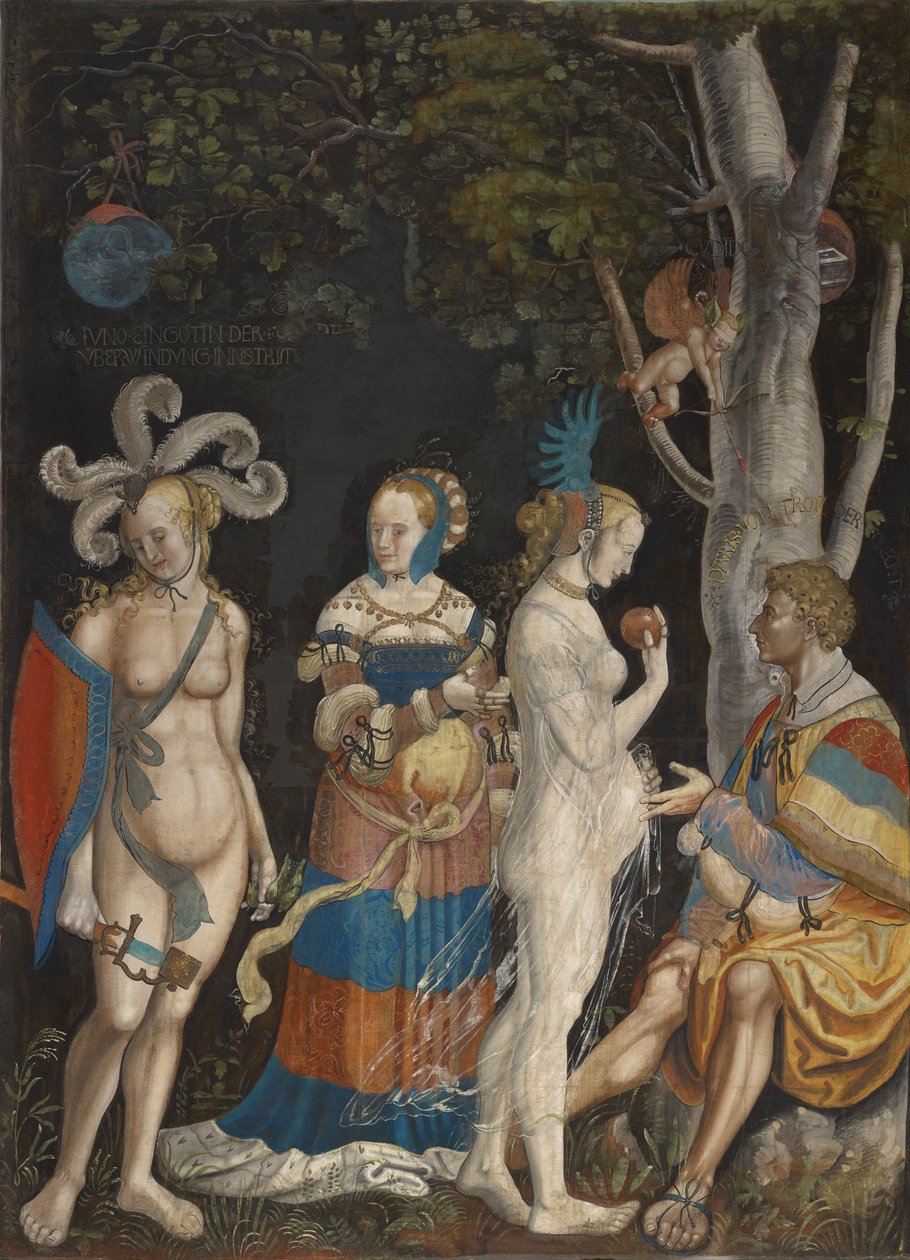 The Judgment of Paris, 1517-18 (unyansert blandede medier på lerret) av Niklaus Manuel