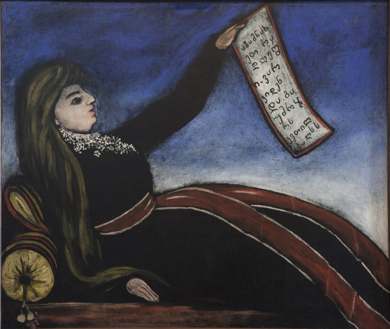 Georgian woman on a sofa - Georgian woman on a sofa av Pirosmani (Pirosmanashvili), Niko (1862-1918). Olje på oljeduk, størrelse: 99x106 av Niko Pirosmanashvili