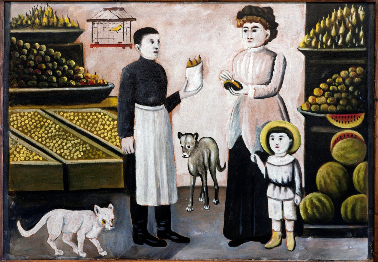 Frut Stahl av Pirosmani, Niko (1862-1918). Olje på papp, størrelse: 10473, Niko Pirosmanashvili-museet, Mirzaani av Niko Pirosmanashvili