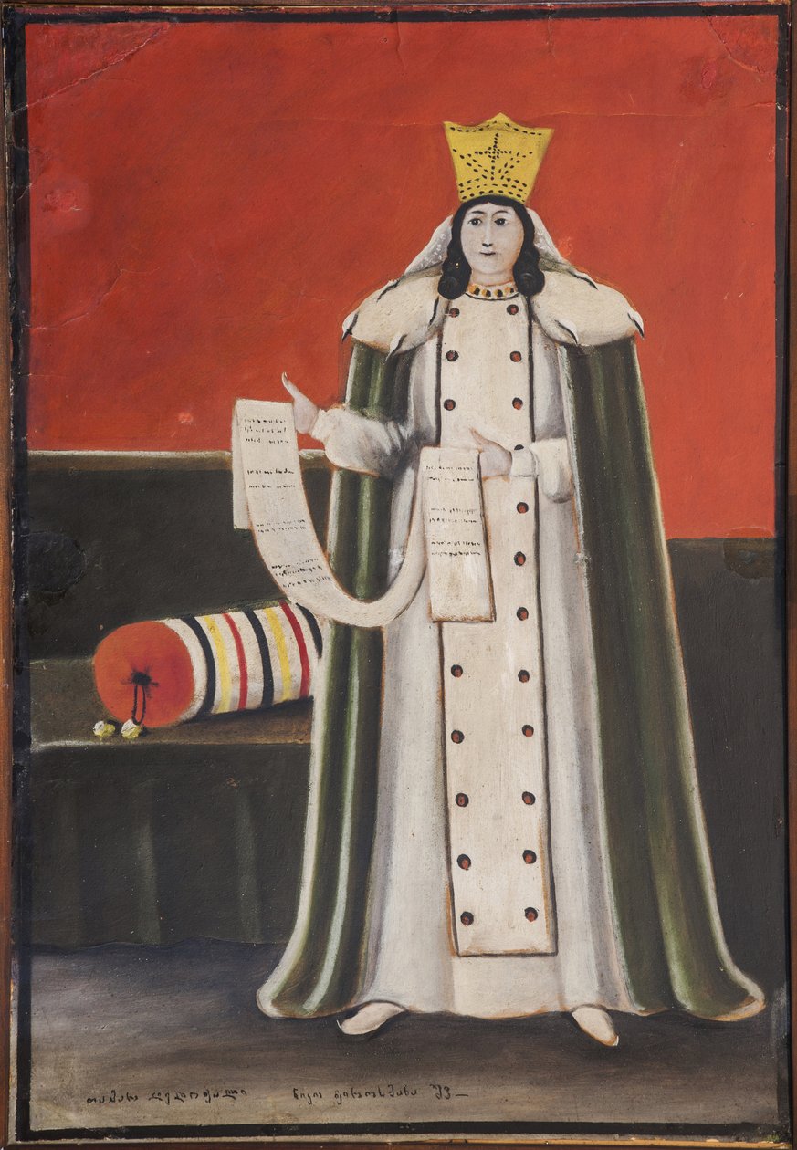 Raine Tamar (Thamar) de Georgie (Ga. 12-13) - Dronning Tamar Par Pirojmani (Pirojmanashvili), Nick (182-1918). Olje og papp, størrelse: 90x60 av Niko Pirosmanashvili