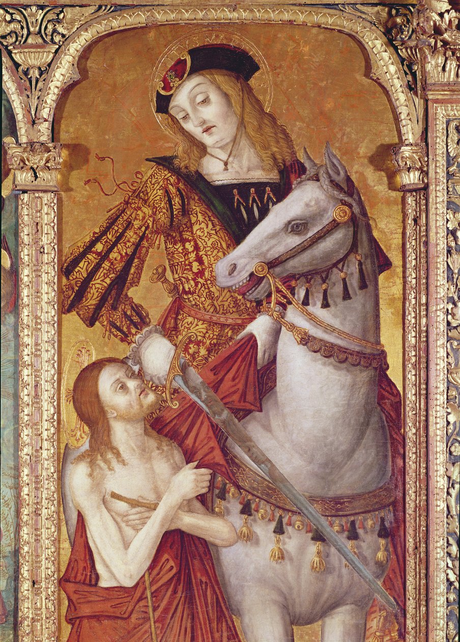 Jomfru og barn med SS. Gregory og Martin, detalj av St. Martin, 1517 (tempera på panel) av Nikola Bozidarovic