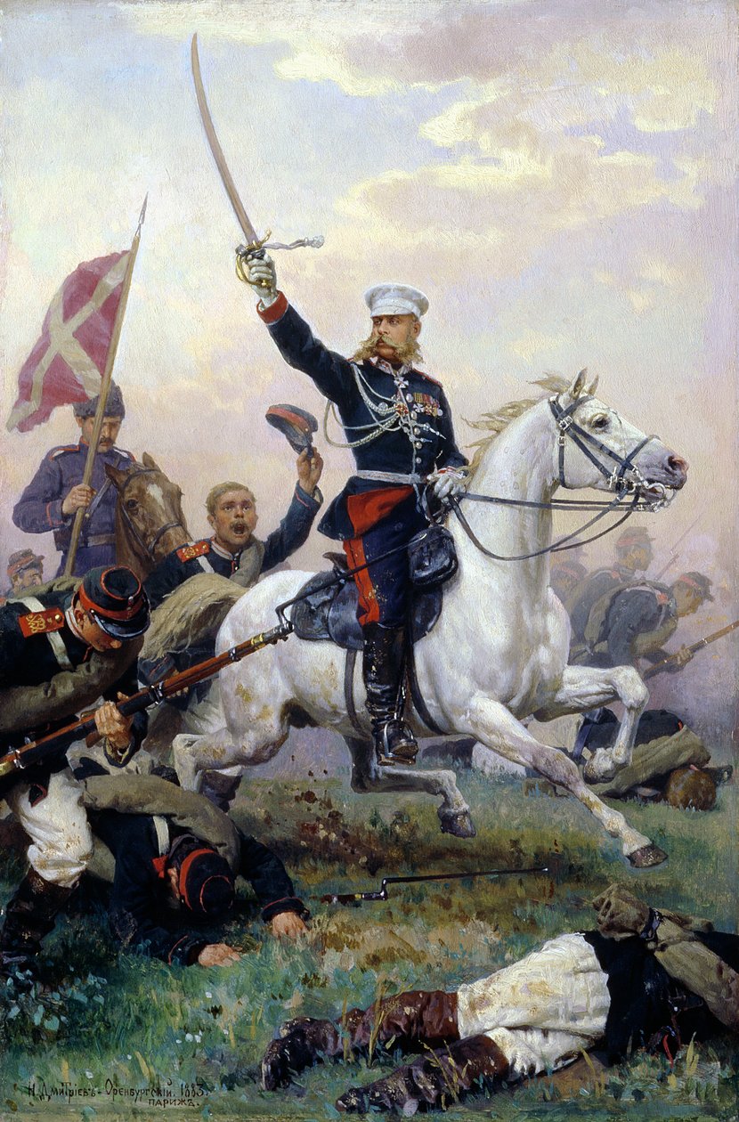 General M.D. Skobelev (1843-82) i den russisk-tyrkiske krigen, 1883 av Nikolai Dmitrievich Dmitriev Orenburgsky