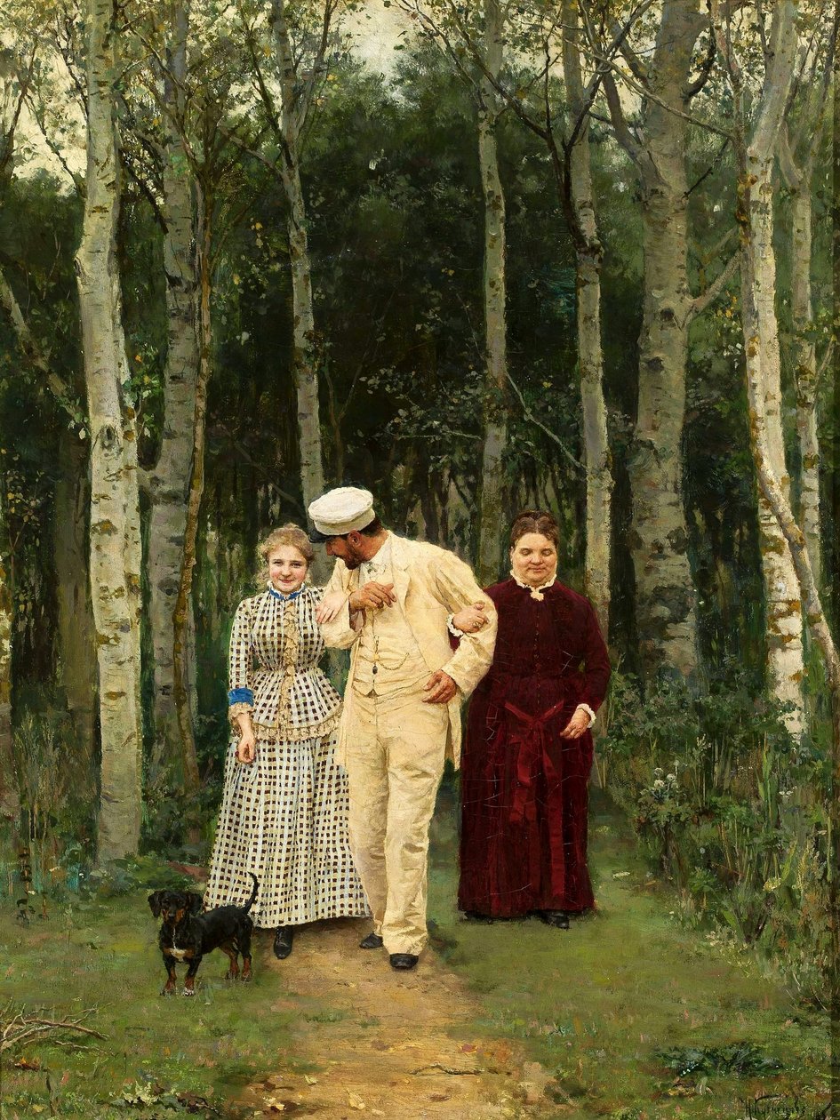 Frieri En spasertur på landsbygda. av Nikolai Dmitrievich Kuznetsov