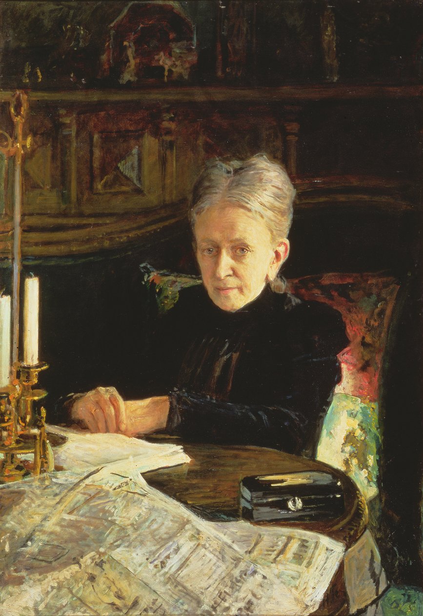 Portrett av Elena Osipovna Likhacheva (1836-1904) forfatter og sosial aktivist, 1892 av Nikolai Nikolaevich Ge