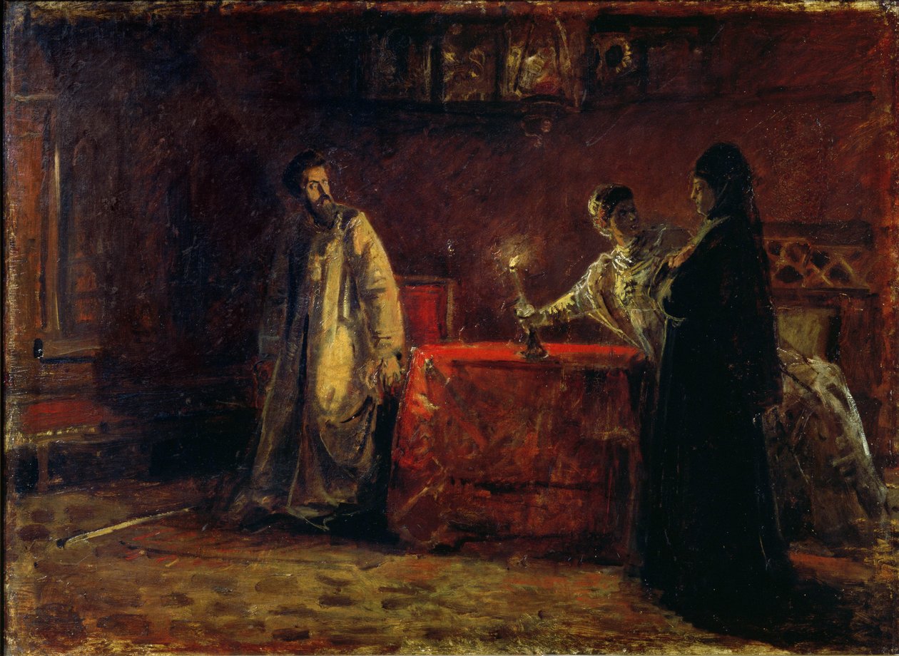 Tsar Boris Godunov (1551-1605) og Tsarina Martha, 1874 av Nikolai Nikolajevitch Gay