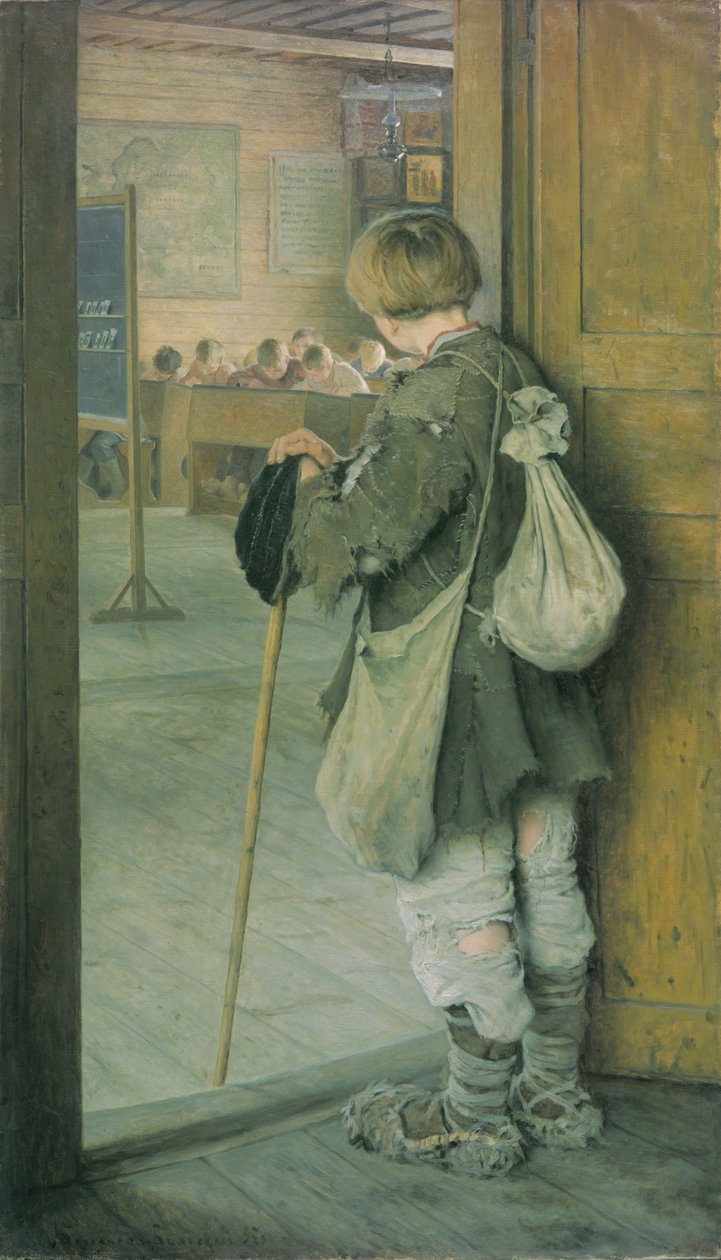 På skoleterskelen av Nikolai Petrovich Bogdanov Belsky