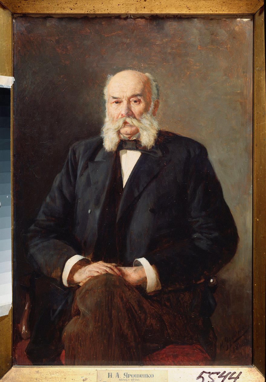 Portrett av forfatteren Ivan Goncharov (1812-1891) (Portrett av forfatteren I Goncharov) - Maleri av Nikolai Alexandrovich Yaroshenko (Yarochenko) (1846-1898), olje på lerret av Nikolai Aleksandrovich Yaroshenko