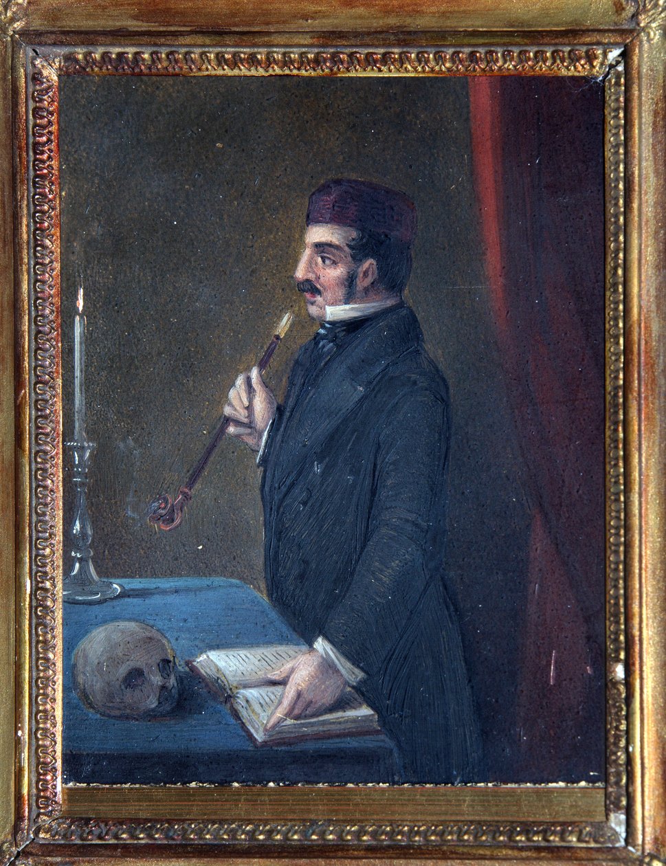 Portrett av Ferdinand Wolf (1797-1854). (medlem av Decembrist- eller Decembrist-opprøret, i 1825). Verk av Nikolai Alexandrovich Bestuzhev (1791-1855), akvarell på papir, rundt 1830-1840. russisk kunst av Nikolai Alexandrovich Bestuzhev