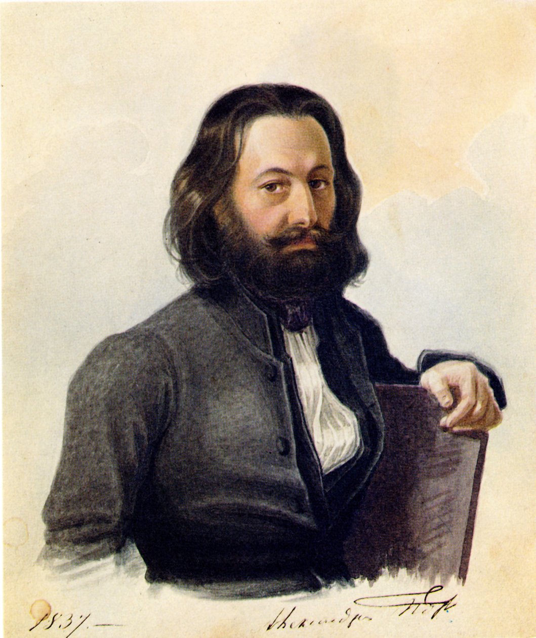 Portrett av Decembrist Alexander V. Poggio 1798-1873, 1837 av Nikolai Alexandrovich Bestuzhev