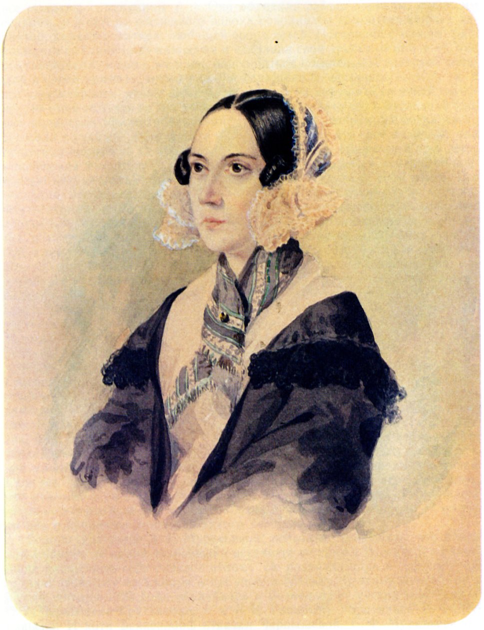 Portrett av desembristbaronesse Anna von Rosen 1797-1883, 1832 av Nikolai Alexandrovich Bestuzhev