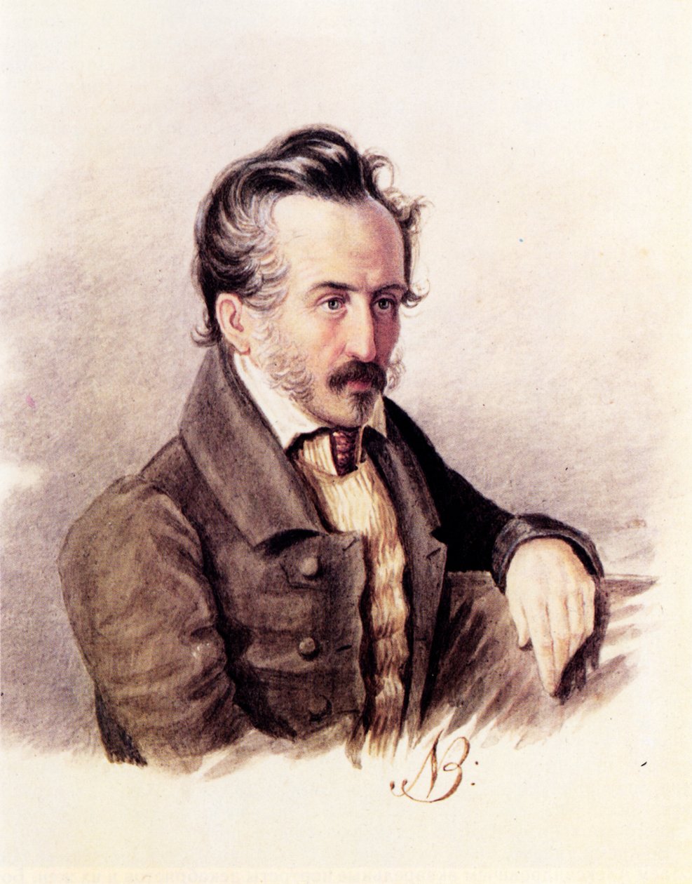 Portrett av Decembrist-greven Sergey Volkonsky 1788-1865, 1840-tallet av Nikolai Alexandrovich Bestuzhev