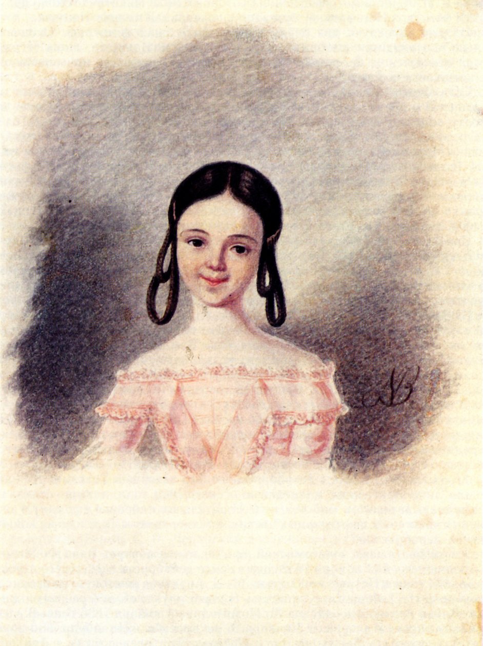 Portrett av Sophia Muravayova, datter av desember Nikhita Muravayova, 1-9 av Nikolai Alexandrovich Bestuzhev