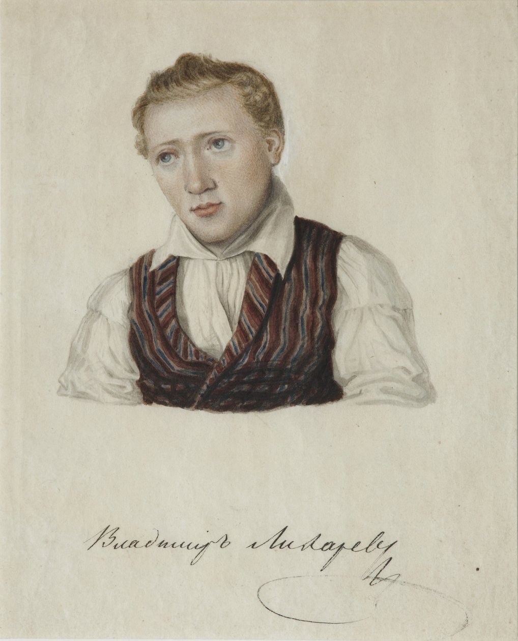 Portrett av desembrist Vladimir Nikolayevich Likharev 1803-1840, 1828 av Nikolai Alexandrovich Bestuzhev