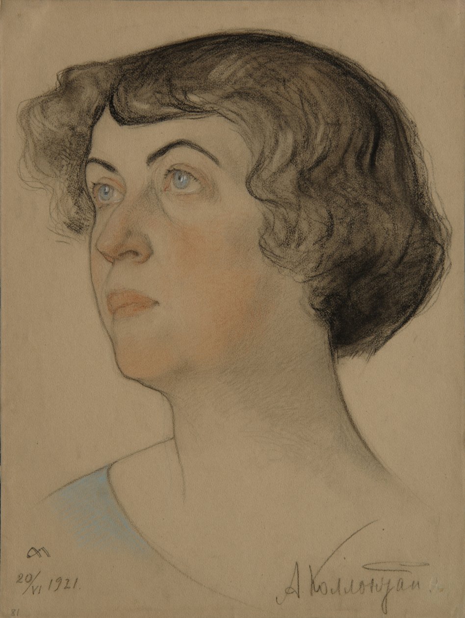Portrett av Alexandra Mikhailovna Kolontai 1872-1952, 1921 av Nikolai Andreevich Andreev