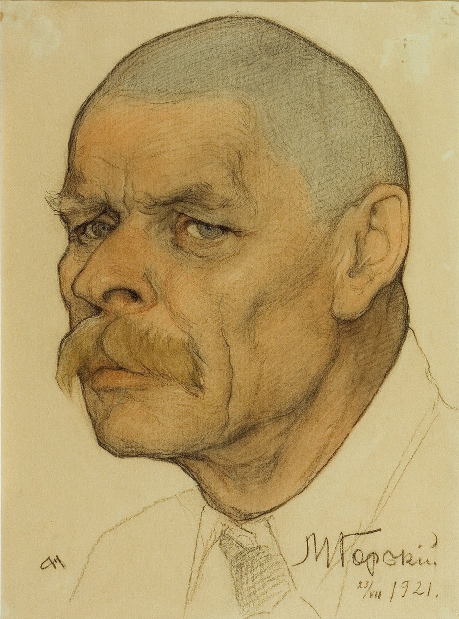 Portrett av forfatteren Maxim Gorky 1868-1939, 1921 av Nikolai Andreevich Andreev