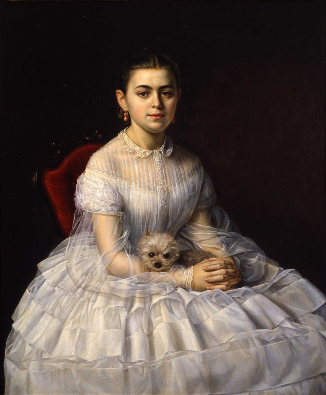 Portrett av Varvara Alexandrovna Morozova, født Khludova 1848-1917, 1865. av Nikolai Andreyanovich Zavaruev