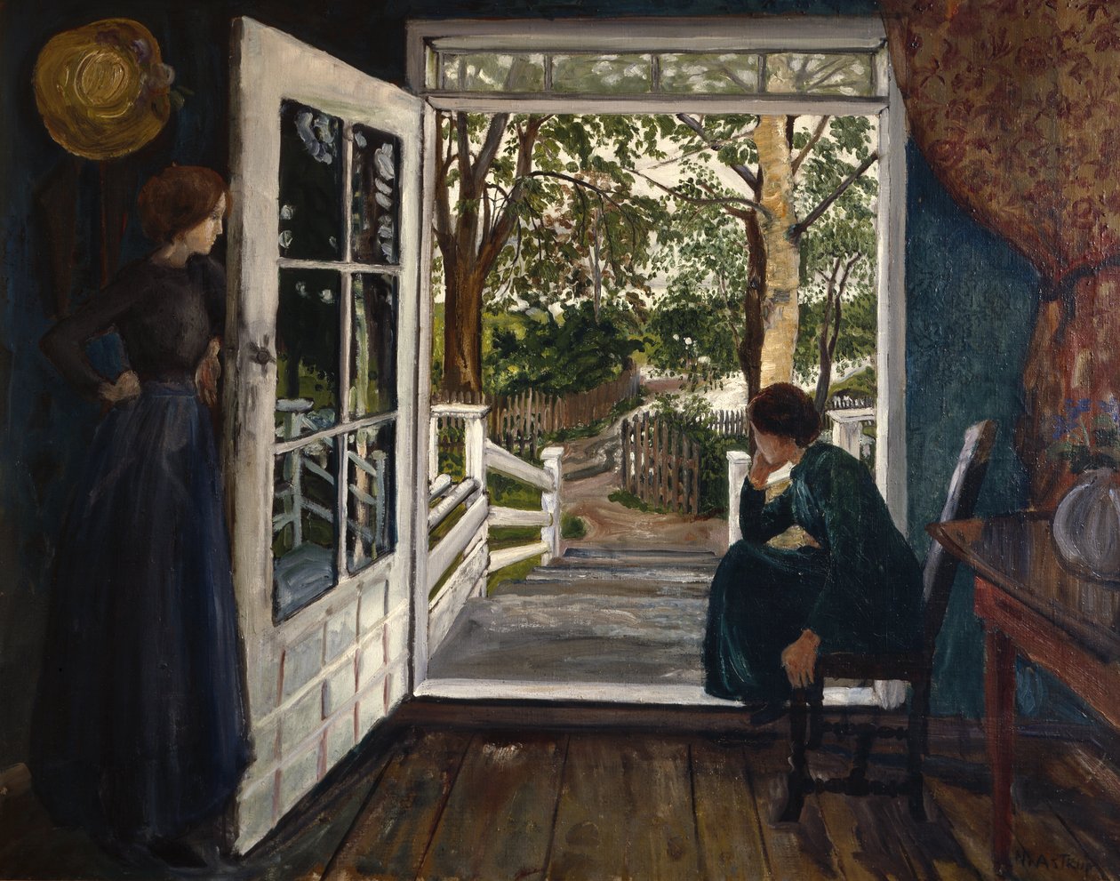 At the Garden Room Door (olje på lerret) av Nikolai Astrup