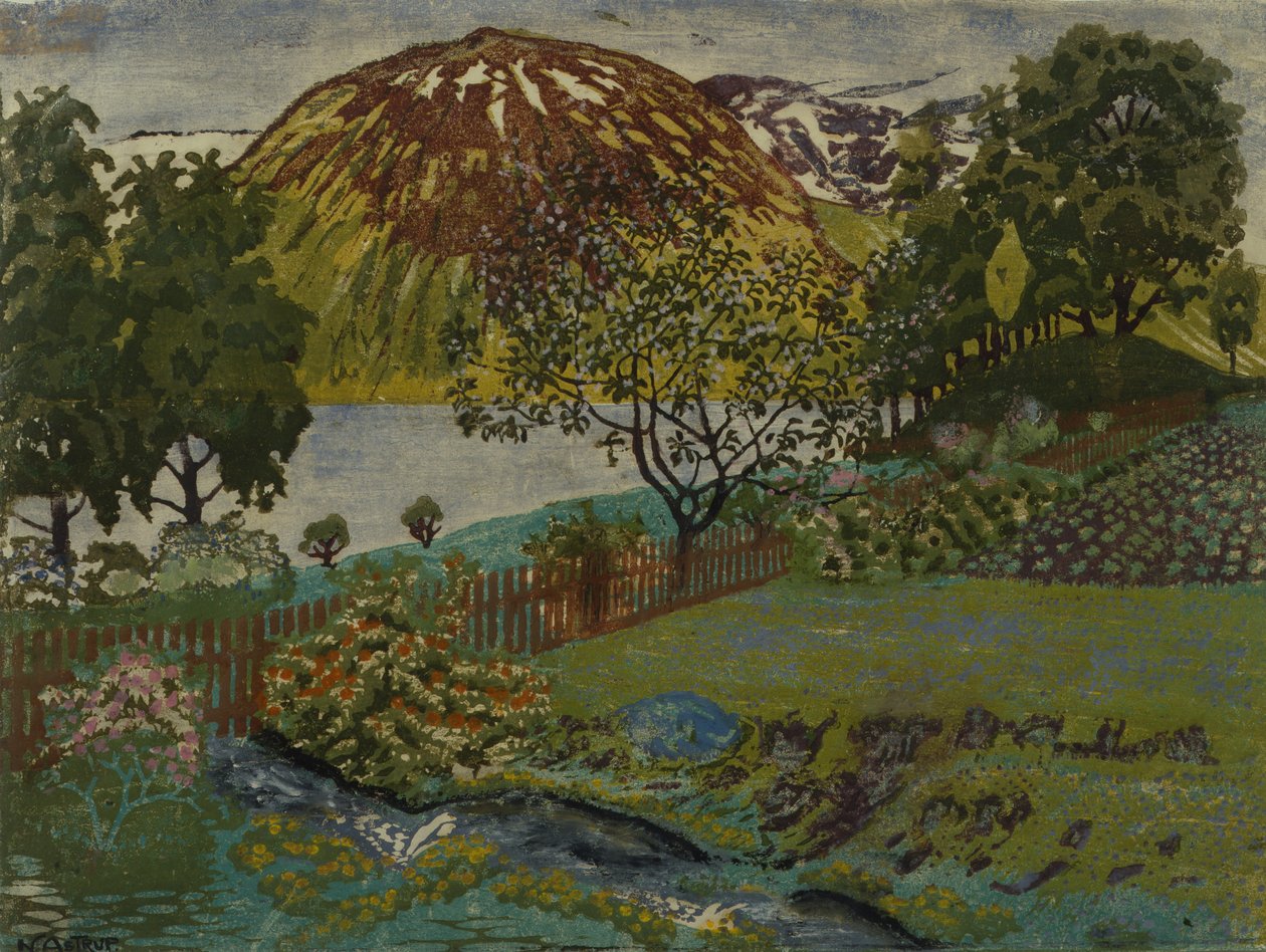 June Night in the Garden (oil on canvas)   1313062   no       norwegian Successfully Translated  Original: Gardenia (Gardenia florida), Henry Louis Duhamel du Monceau, botanical plate by Pierre Joseph Redouté Translat: Gardenia (Gardenia florida), Henry Lo av Nikolai Astrup