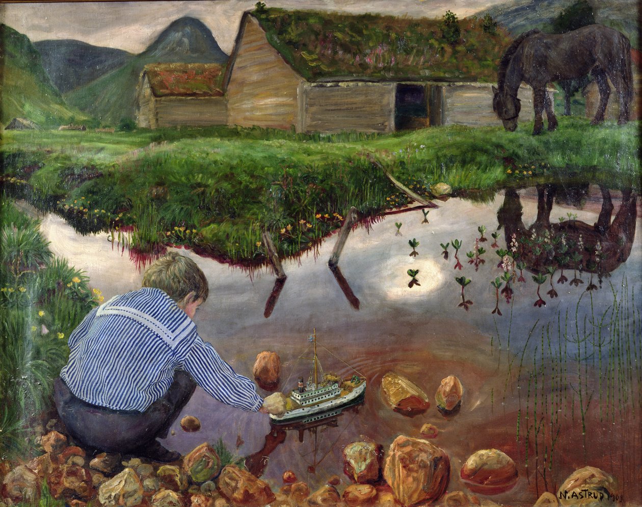 Vårkveld ved prestedammen av Nikolai Astrup