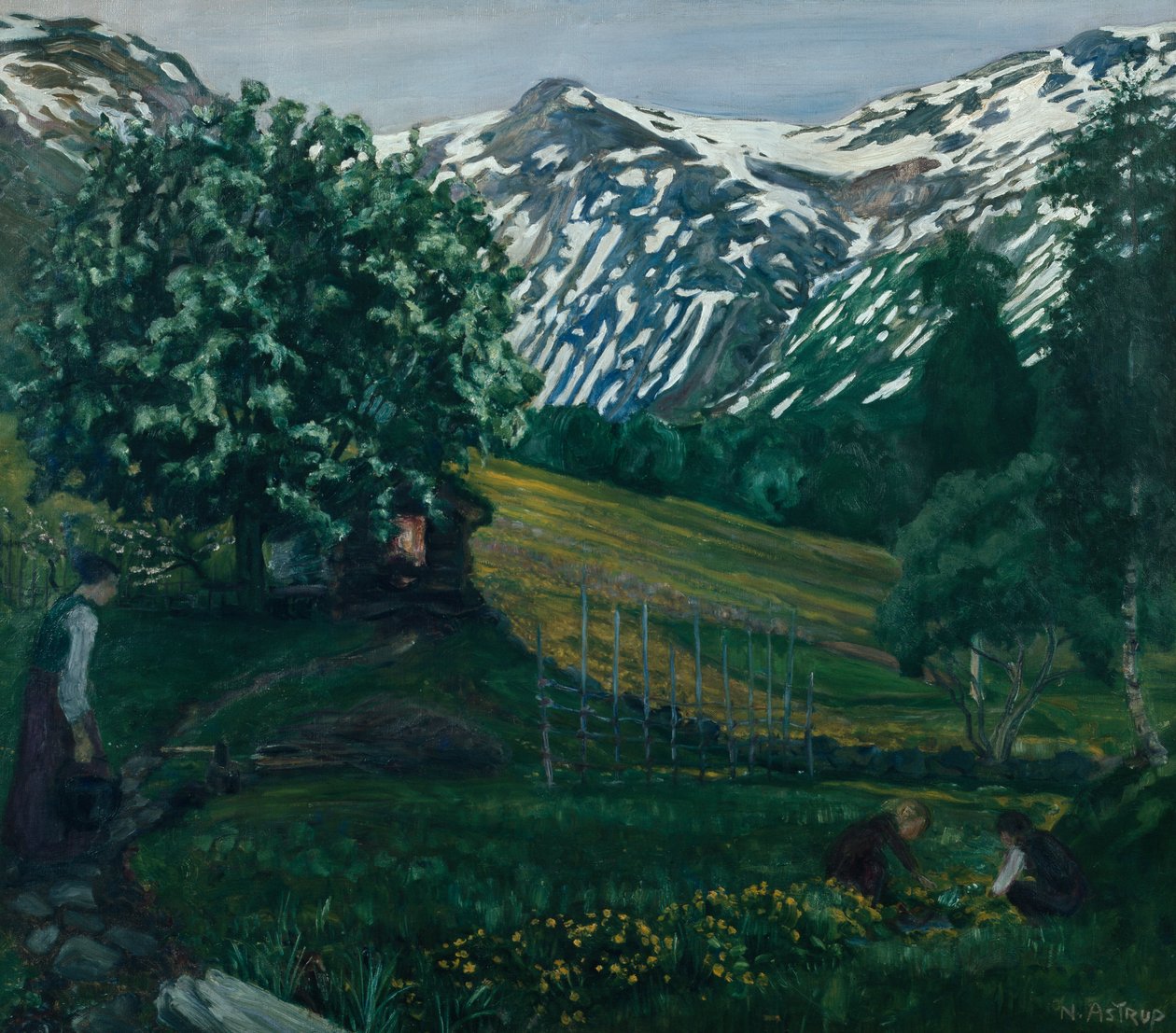 Vårnatt smieheggen, c.1918 av Nikolai Astrup