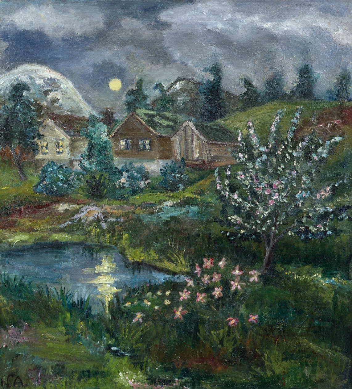 Vårnatt med fullmåne av Nikolai Astrup
