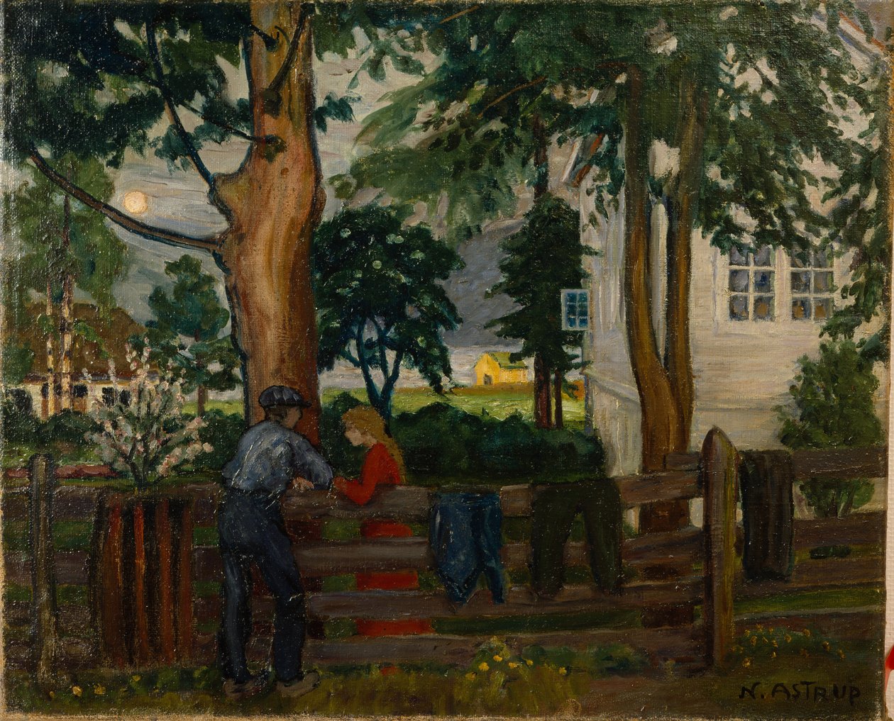 Sommernatt ved hageporten (olje på lerret) av Nikolai Astrup