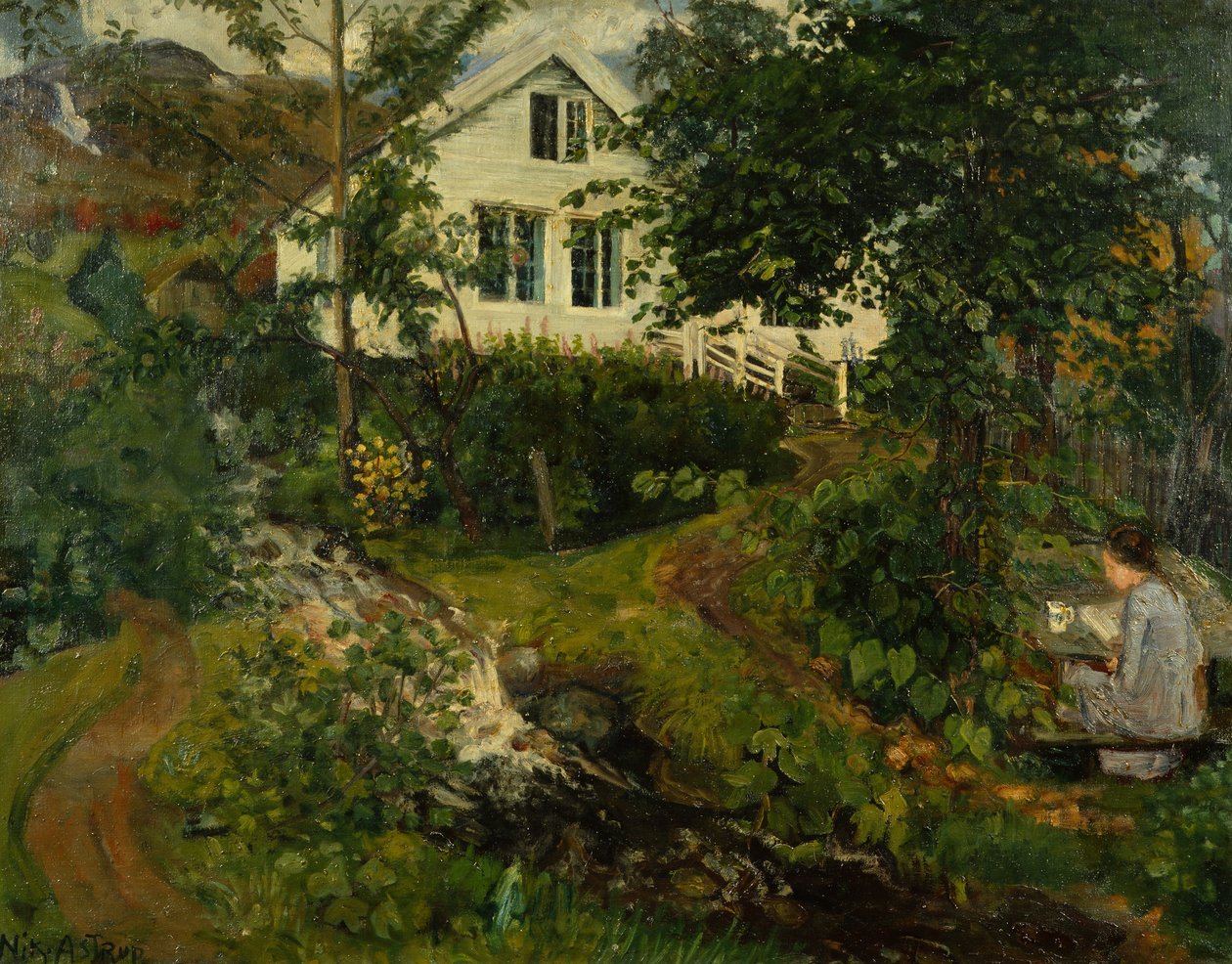 The Old Vicarage, før 1908 (olje på lerret) av Nikolai Astrup