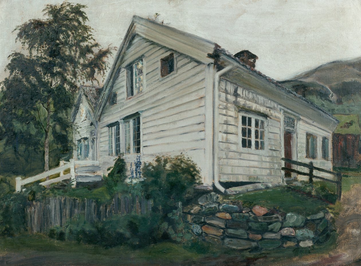 Prestegården i regnvær av Nikolai Astrup