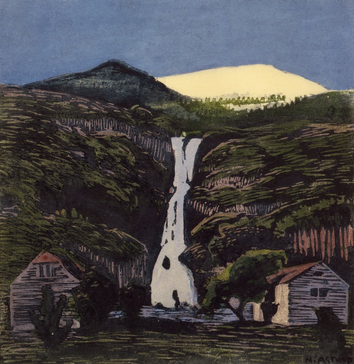 Foss og isbre av Nikolai Astrup