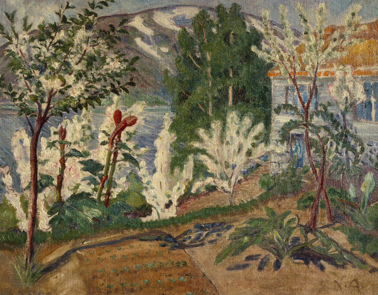 Hvit blomstring ved Jølstervannet av Nikolai Astrup