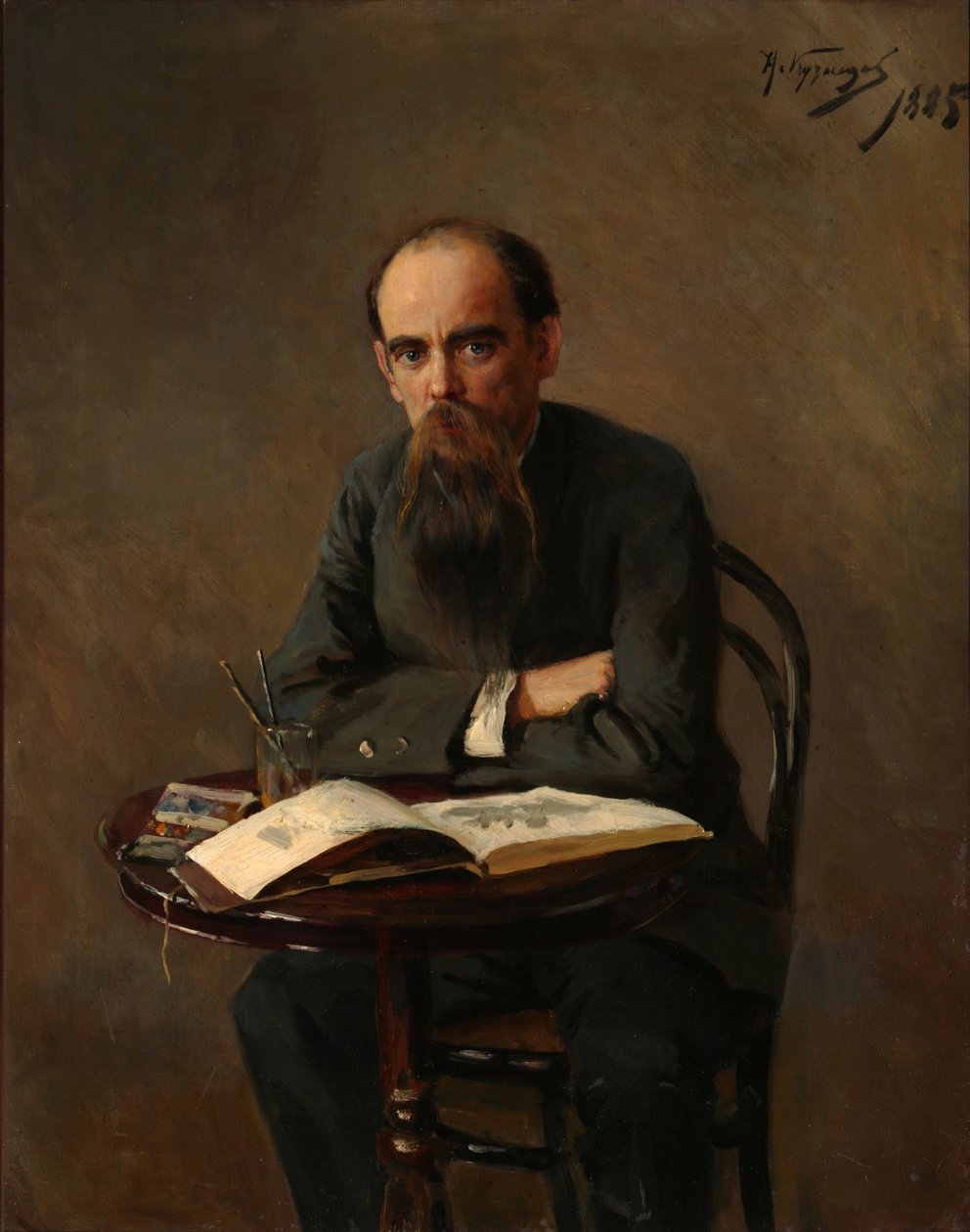 Portrett av maleren Yefim Yefimovich Volkov 1844-1920, 1885 av Nikolai Dmitrievich Kuznetsov