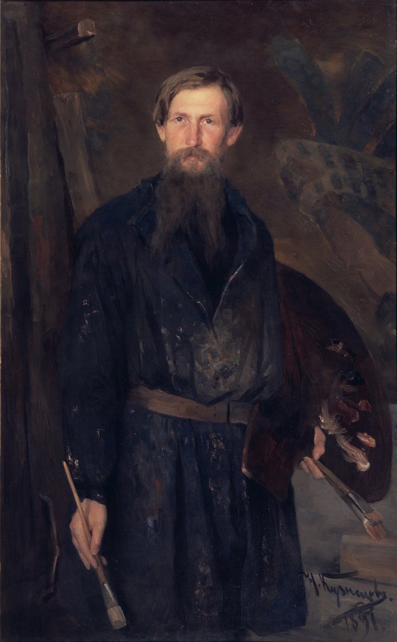 Portrett av kunstneren Viktor Vasnetsov 1848-1926, 1891 av Nikolai Dmitrievich Kuznetsov