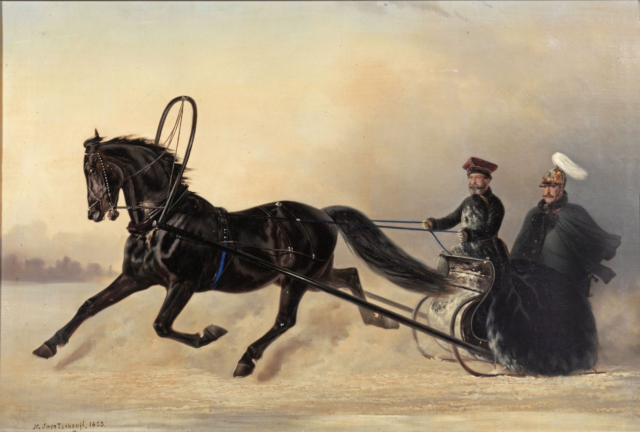 Keiser Nicholas I på en vintertur, 1853 av Nikolai Egorevich Sverchkov