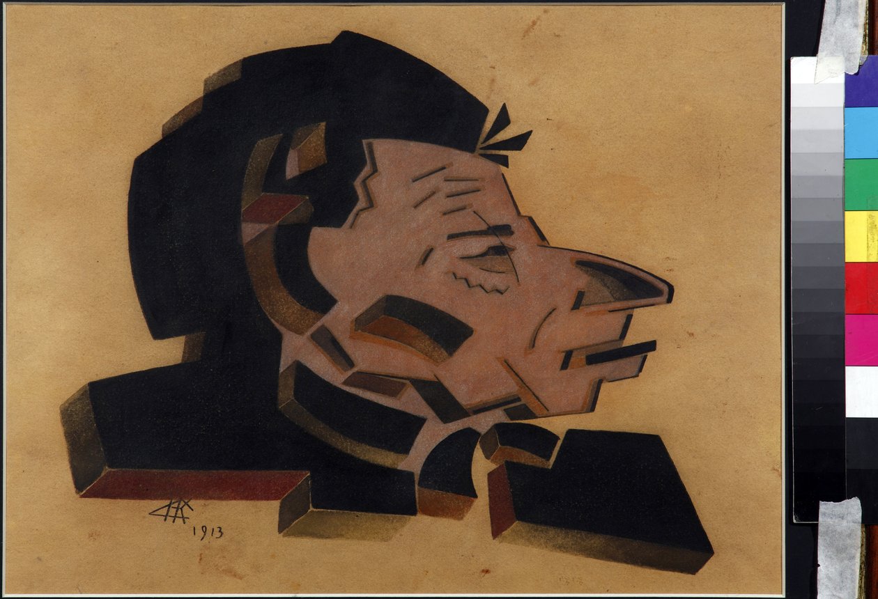 Portrett av sceneprodusenten Vsevolod Meyerhold (1874-1940) Oeuvre de Nikolai Ivanovich Kulbin (Nicolas Koulbine) (1868-1917) avant garde russe - Portrett av Vsevolod Meyerhold (1874-1940) av Kulbin, Nikolai Ivanovich (191868-1918) av Nikolai Ivanovich Kulbin