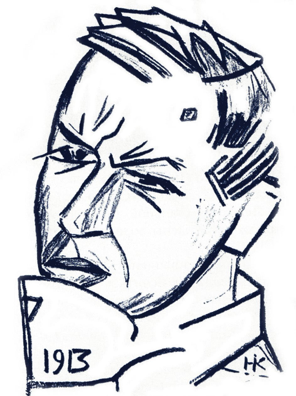 Portrett av kunstneren og forfatteren David Burliuk 1882-1967, 1913 av Nikolai Ivanovich Kulbin