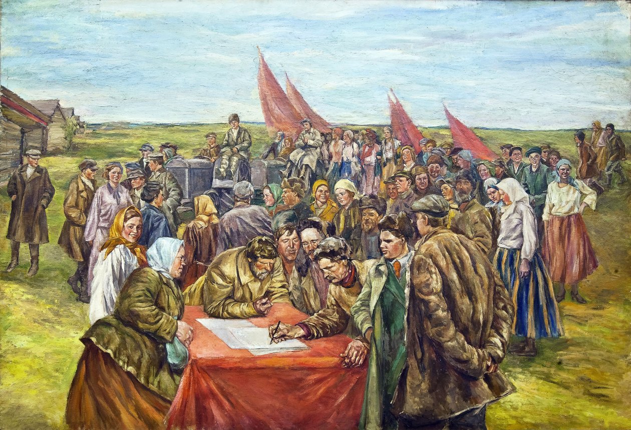 Signering av statsobligasjoner, midten av 1930-tallet. av Nikolai Ivanovich Shestakov