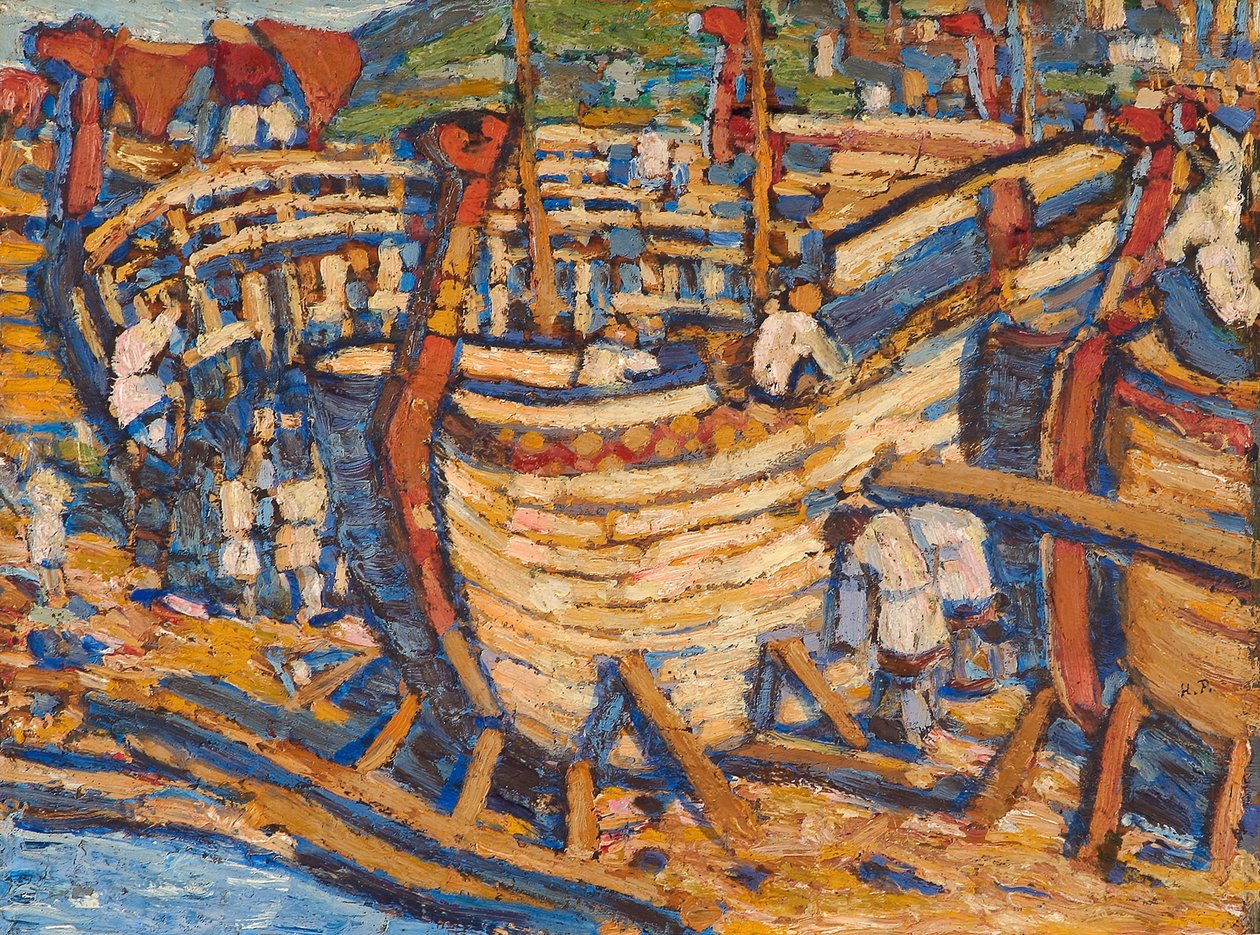 Bygge skipene. Studie, 1903 av Nikolai Konstantinowitsch Roerich
