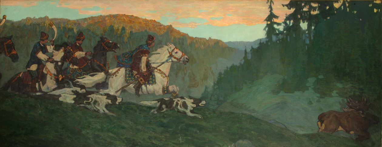 Morning Hunt of Grand Prince, 1901 av Nikolai Konstantinowitsch Roerich