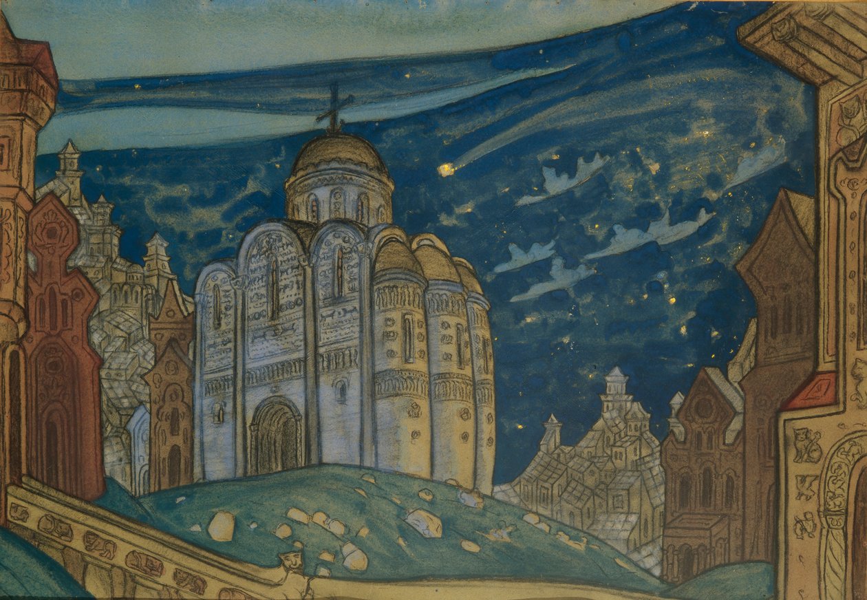 Putivl. Scenedesign for operaen Prince Igor av A. Borodin, 1914 av Nikolai Konstantinowitsch Roerich