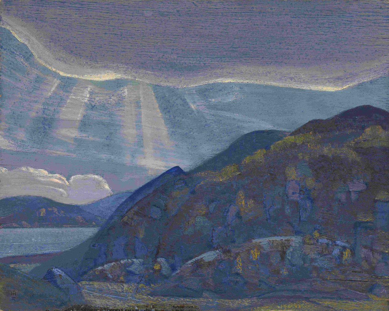 Steiner og klipper fra serien Ladoga, 1917-1918 av Nikolai Konstantinowitsch Roerich