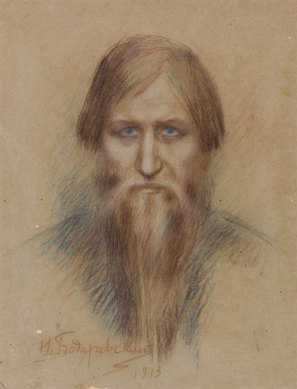 Portrett av den russiske mystikeren Grigory Rasputin 1869-1916, 1913 av Nikolai Kornilovich Bodarevsky