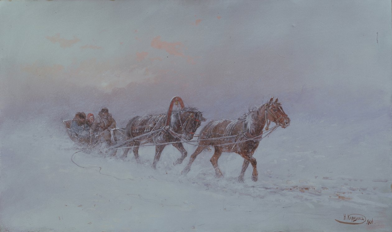 Snøstorm, 1901 av Nikolai Nikolayevich Karasin