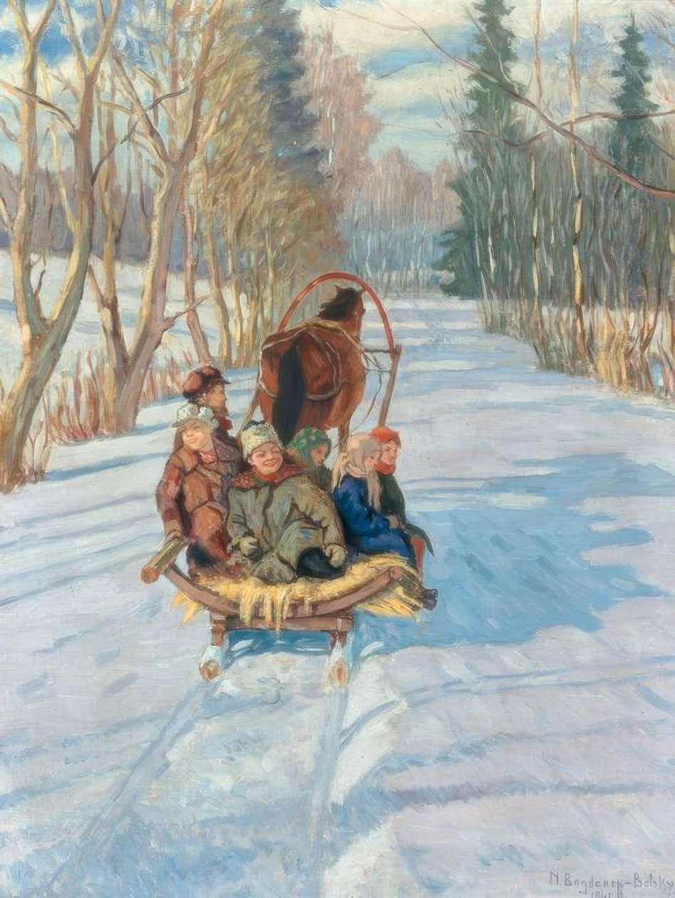 Barn på slede av Nikolai P. Bogdanow Bjelski