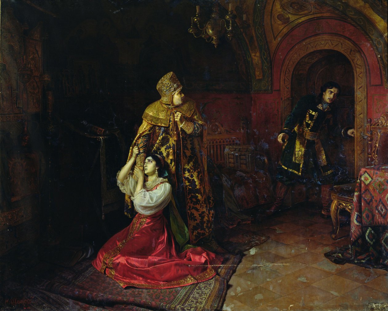 De siste minuttene av Godunovs familie (olje på lerret) av Nikolai Pavlovich Shakhovskoi
