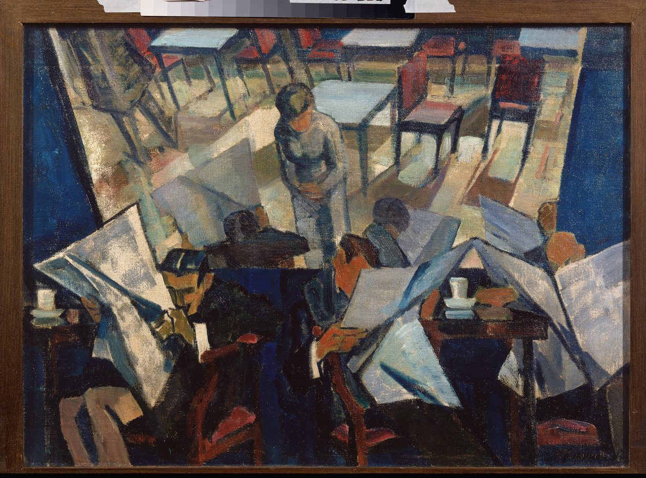 Cafe (Cafe) - Maleri av Nikolai Pavlovich Ulyanov (Ulianov) (1875-1949), olje på lerret av Nikolai Pavlovich Ulyanov