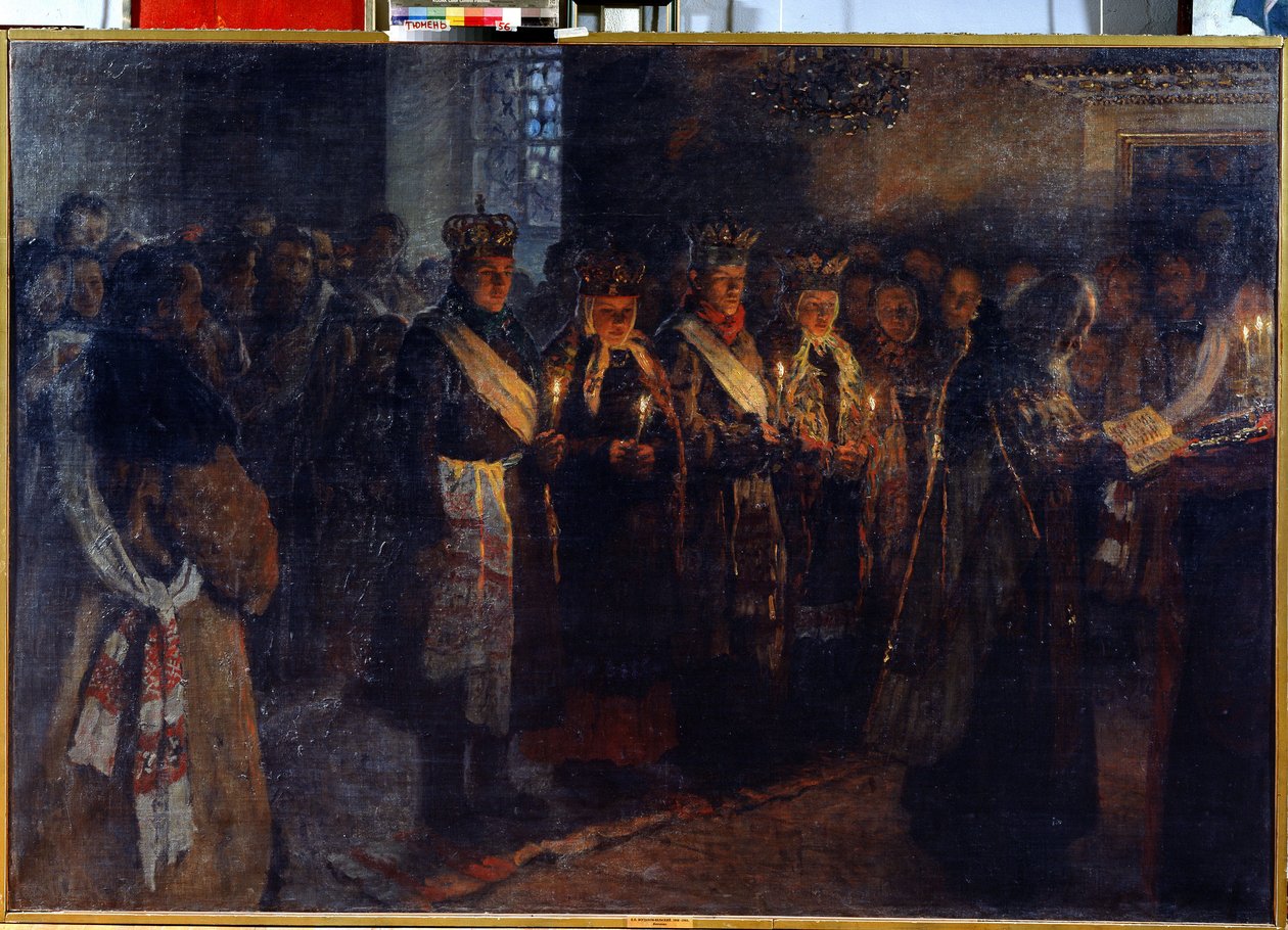 Bryllupet med en ortodoks prest av Nikolai Petrovich Bogdanov-Belsky
