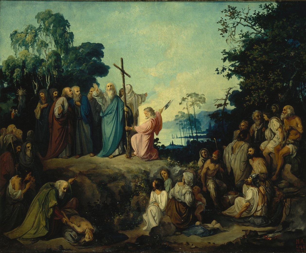 Saint Andrew the Apostle reiser et kors på Kiev-høyder, 1848 av Nikolai Petrovich Lomtev